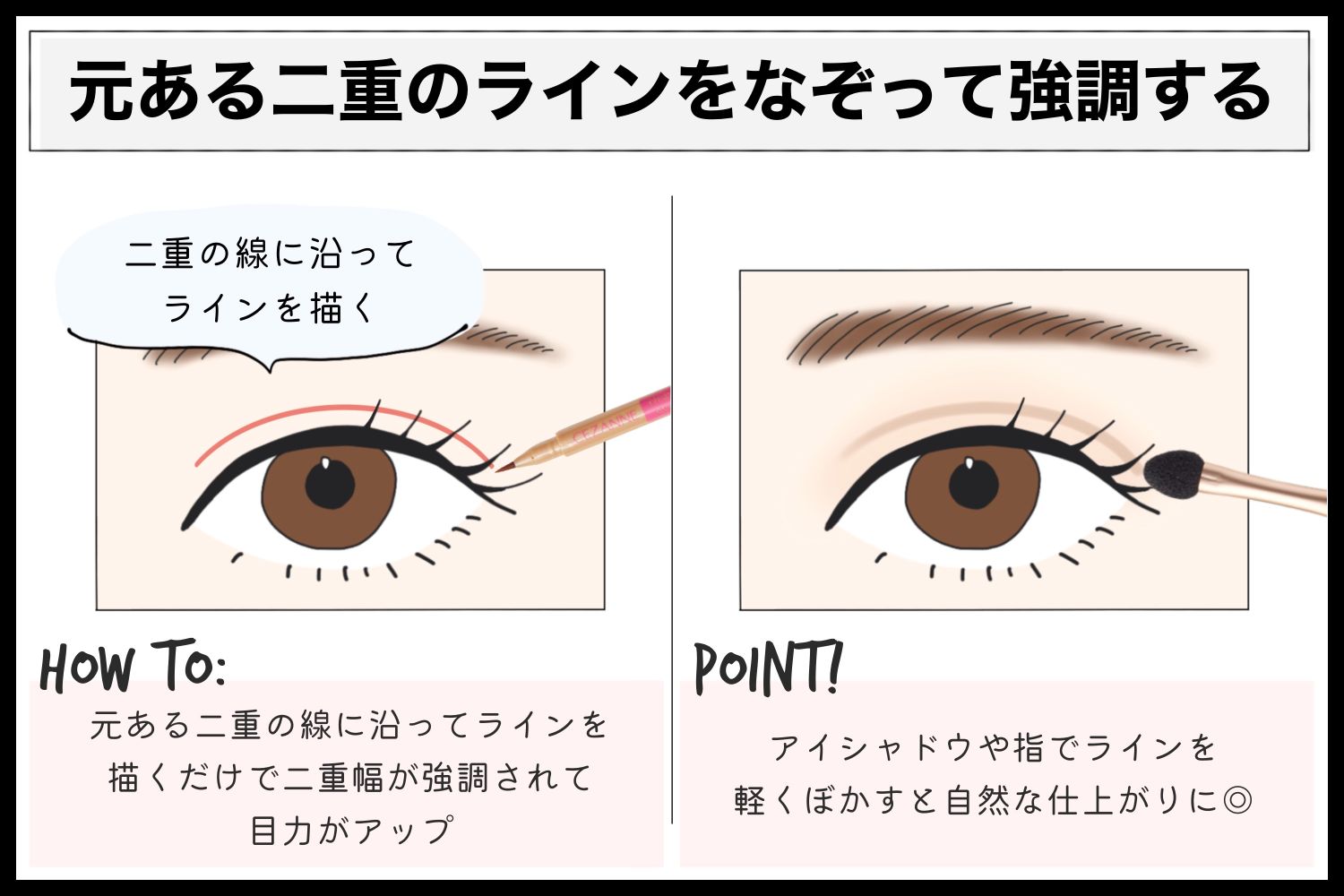 セザンヌの『描くふたえアイライナー』でバレずに盛る!目のタイプ別に使い方を解説【口コミ付き】の画像