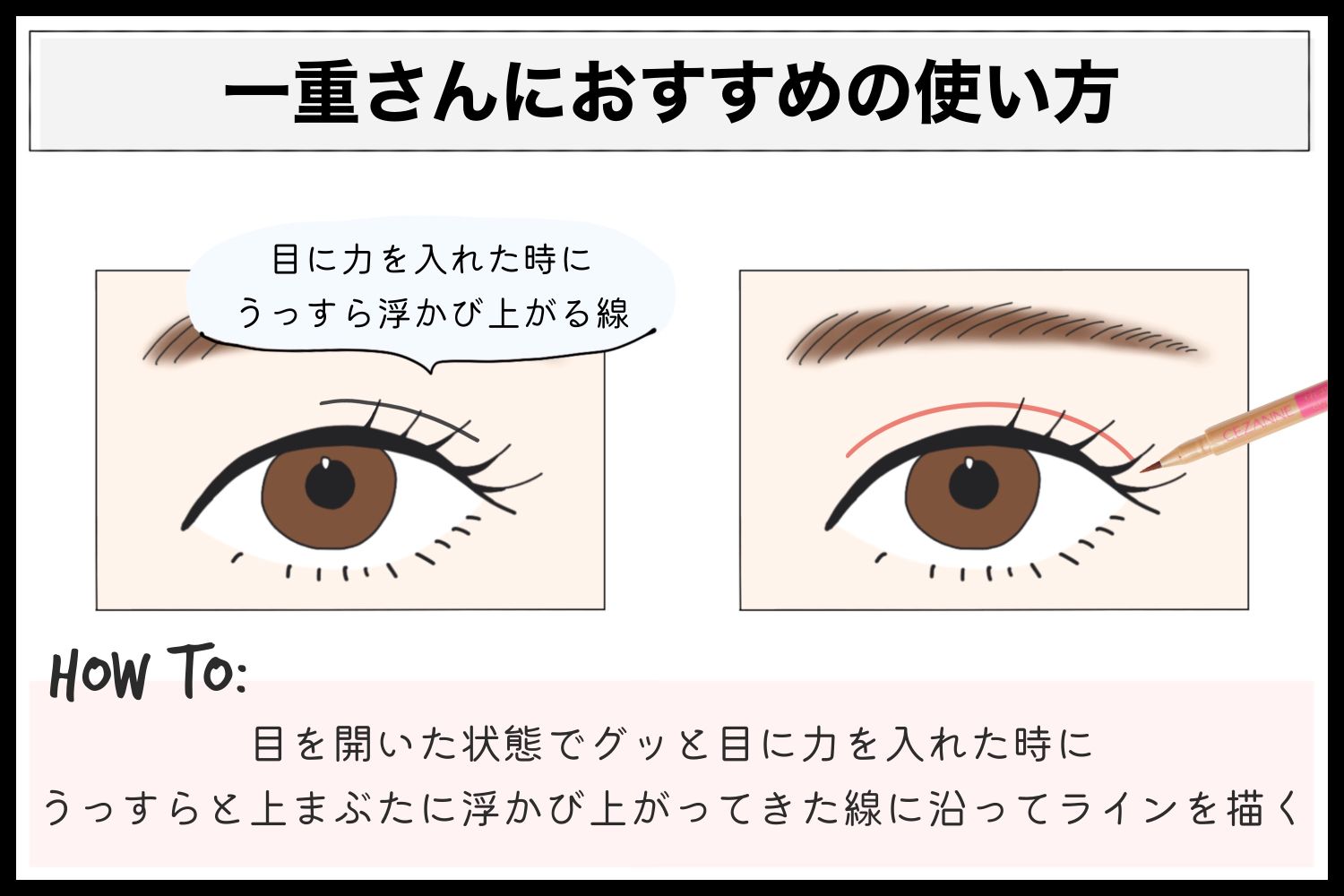 セザンヌの『描くふたえアイライナー』でバレずに盛る!目のタイプ別に使い方を解説【口コミ付き】の画像