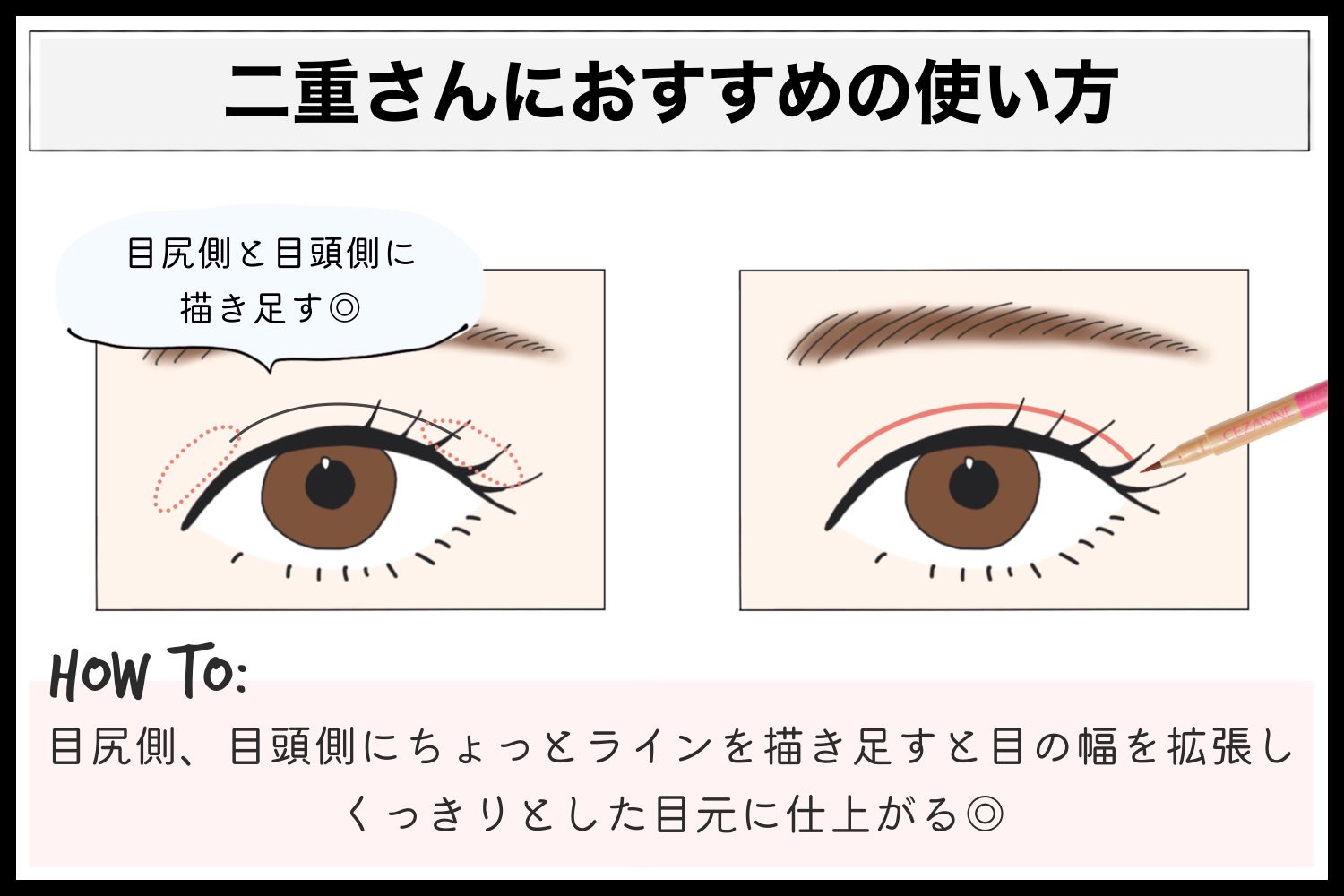 セザンヌの『描くふたえアイライナー』でバレずに盛る!目のタイプ別に使い方を解説【口コミ付き】の画像